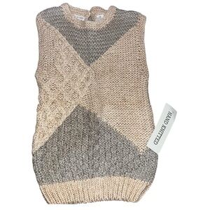 Vintage 80’s hand knit textured neutral tones sleeveless sweater